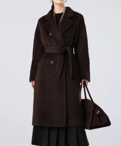 Double Faced Long Woolen Coats Winter Luxury Alpaca Wool Trench Coats for Women