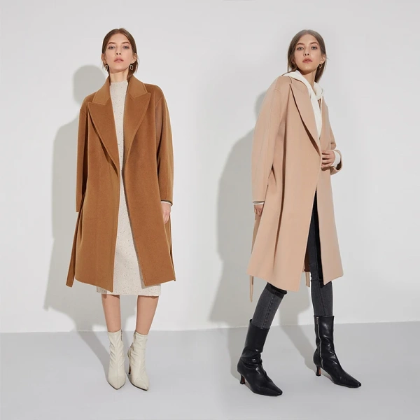 2025 Haute Couture Tie a Belt High Quality Winter High Quality Popular Design Cashmere Coat Jacket Spot Stock - Image 2