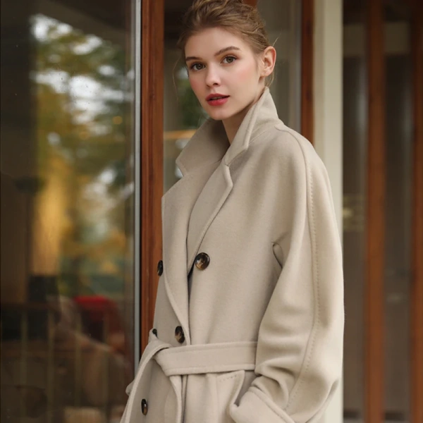 Haute Couture Winter Handmade Double-breasted Cashmere Coat the Latest Design Quality Goods - Image 2