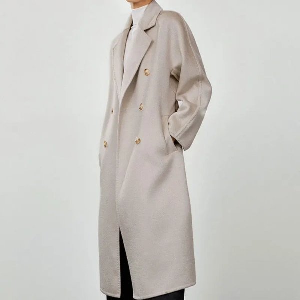 High End Water Ripple  Double Sided 100% Cashmere Coat Classic Double-breasted Luxurious Women s Wear - Image 4
