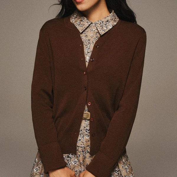 V Neck Single Breasted Knitwear Long Sleeve 100% Wool Cardigan Sweater Women