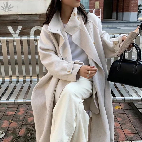 2025 High-end Woolen Goods Winter  100% Wool Coat Fashion Classic New Design Solid Color Jacket - Image 5