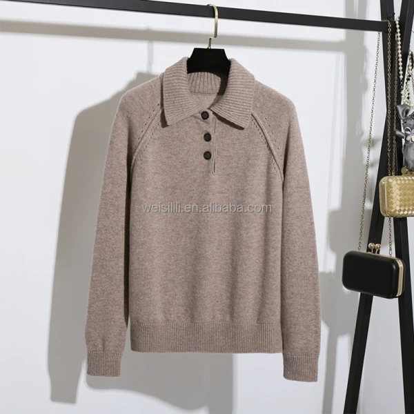 Winter Turn Down Collar Size Pullover Women 100% Wool Knitted Sweaters - Image 3