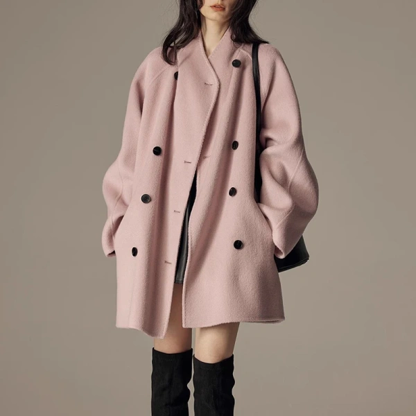 Autumn Winter Double Faced Camel Hair Coat Luxury Double Breasted Real Wool Coat for Women - Image 4