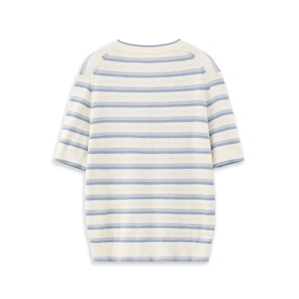Summer Fashion T Shirt Knitwear Women Single Breasted Short Sleeve 100% Cotton Cardigan for Femme - Image 2
