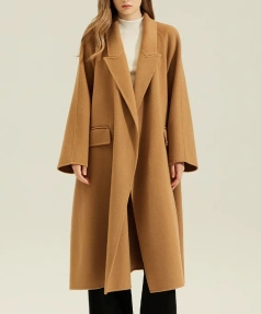 Autumn Winter Double Faced Classics Woolen Coats Luxury Long 100% Real Wool Coat Women With Belt