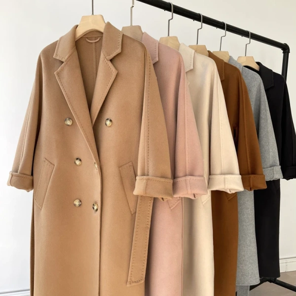 Winter Quality Goods Long Wool Ladies Coat Double-faced Woolen Goods High-end Europe Double-breasted Jacket - Image 2