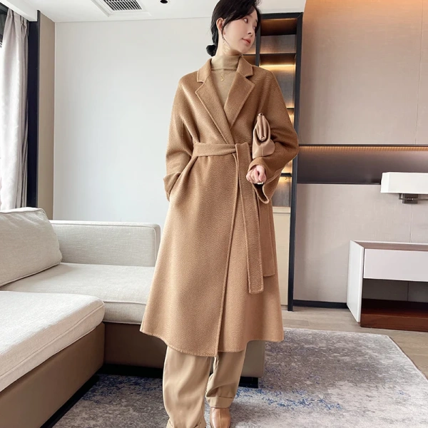 Haute Couture Waterwave Soft Camel Hair Sledgehammer Hand Sewn Classic Reversible Cashmere Coat - Image 2
