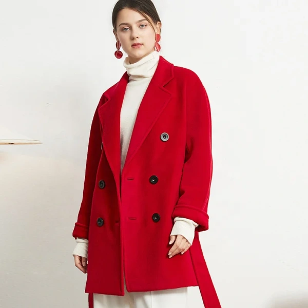 90% Wool +10% Cashmere Double Breasted High-end Selected Cashmere Coat Winter Thickening Warm in Stock - Image 4