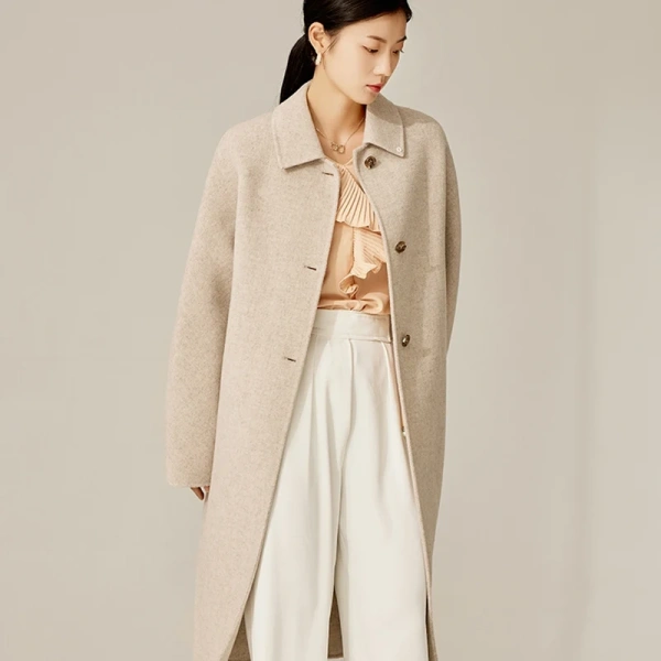 Winter Double-faced Woolen Goods Single BreastedLong Winter  Wool Ladies Coat Made in Classic Elegant - Image 4