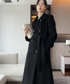 100%Cashmere Coat 2025 Autumn and Winter New Double-faced Woolen Coat in the Long Double-breasted High-end  Women's Clothing
