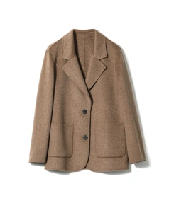 Autumn Winter Luxury Double Faced Cashmere Suit Jacket Cropped 100% Genuine Goat Cashmere Coat for Women