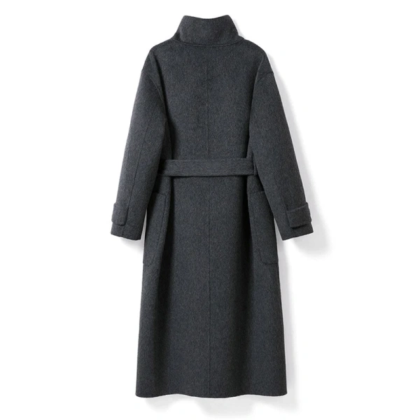 Winter Stand Collar Genuine Camel Cashmere Coat Double Faced Long Real Wool Coats Women With Belt - Image 2