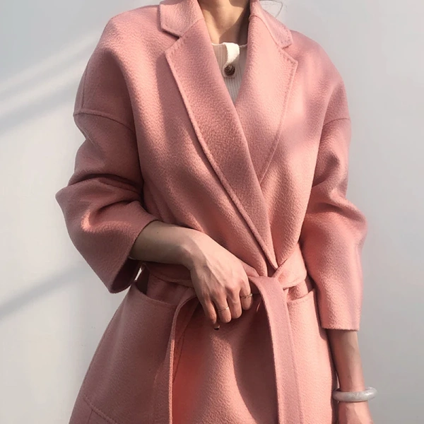 Winter Quality Goods Short Wool Ladies Coat Double-faced Woolen Goods High-end Europe Commuting Water Ripple - Image 2