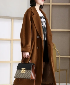 Haute Couture Winter Peru Cashmere Coat Soft Elegant Hot Sale Double-breasted High Quality