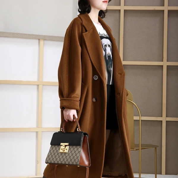 Haute Couture Winter Peru Cashmere Coat Soft Elegant Hot Sale Double-breasted High Quality