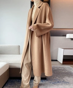 Haute Couture Waterwave Soft Camel Hair Sledgehammer Hand Sewn Classic Reversible Cashmere Coat