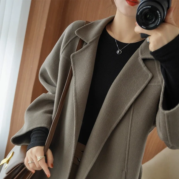 Handmade Winter Quality Goods Women s Wear Women's Wool Blends Coat Made in Cashmere Coat Spot Stock - Image 2