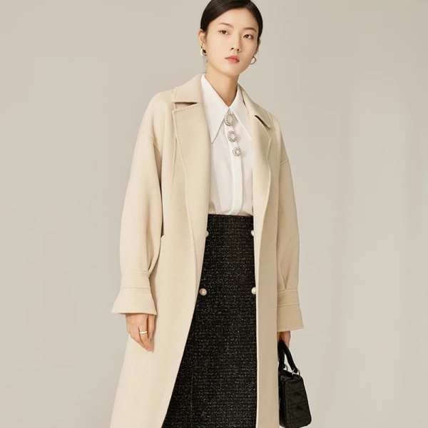 Winter Women's Wool BlendsLong Winter 100%wool Ladies Coat Soft  Elegant Jacket - Image 5