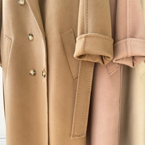Winter Quality Goods Long Wool Ladies Coat Double-faced Woolen Goods High-end Europe Double-breasted Jacket - Image 3