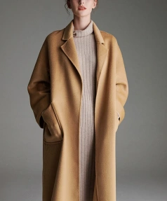 Women's Wool Blends Winter High Quality Double-faced Woolen Goods With Pocket Popular Design Long Wool Ladies Coat