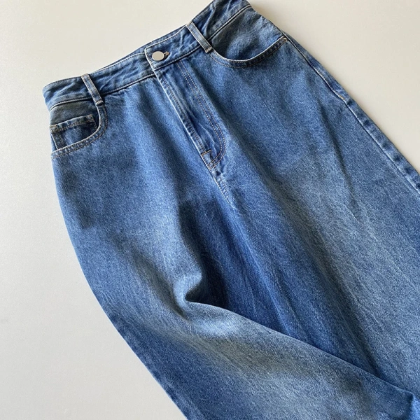 Denim Wide Leg Long Pants Vintage High Waist 100% Cotton Jeans for Women - Image 4