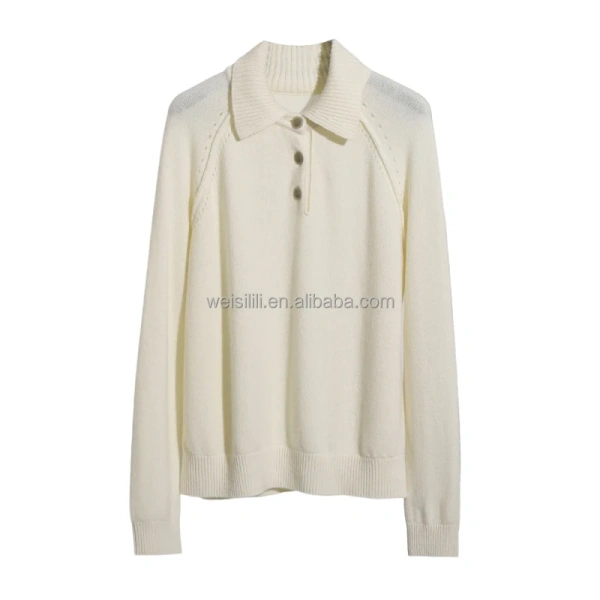 Winter Turn Down Collar Size Pullover Women 100% Wool Knitted Sweaters