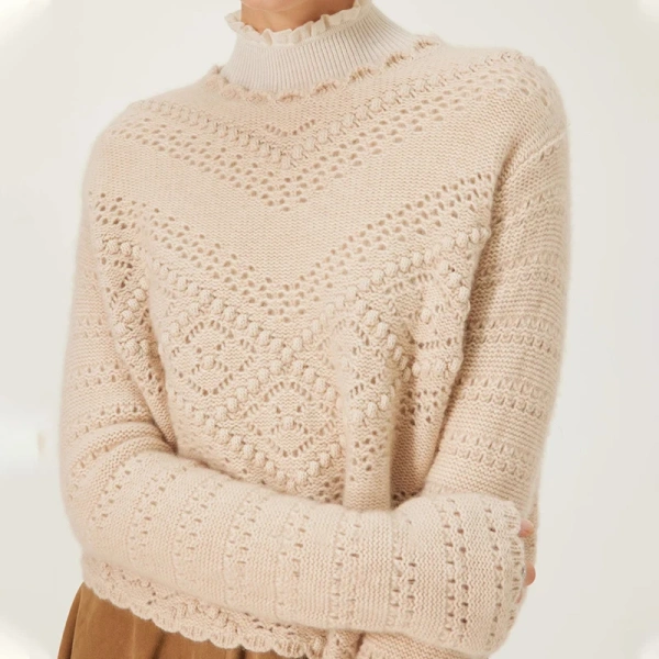 Spring Summer Hollow Out Knitwear Handmade 100% Cashmere Sweaters for Women - Image 4