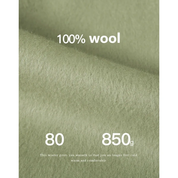 Senior Sense Standing Collar Green Double-sided Tweed Cashmere Coat Women's Autumn and Winter 2025 New Long Temperament Wool - Image 6