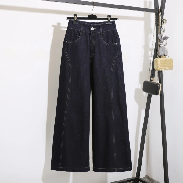 High Waist Long 100% Cotton Jeans Wide Leg Women Denim Pants - Image 4