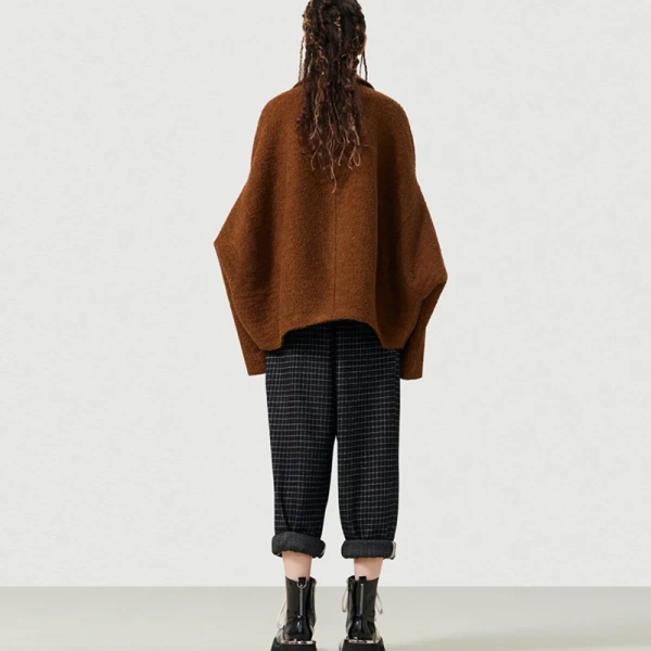 Short Tweed Coat Female New 2025 Winter Tweed Jacket Loose Cocoon Wool Coat Female Thickening - Image 3