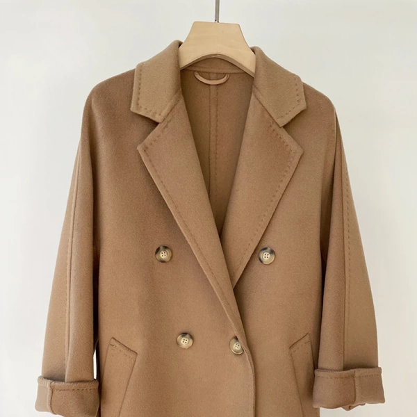 Winter Quality Goods Long Wool Ladies Coat Double-faced Woolen Goods High-end Europe Double-breasted Jacket - Image 5