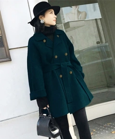 100% Cashmere Black Double-sided Cashmere Coat Female in 2025 the New  Autumn and Winter of Brief Paragraph Woollen Coat