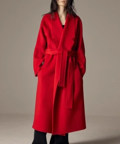 Winter Turn Down Collar Women Woolen Coats Luxury Double Faced Long Wool Coat Women with Belt