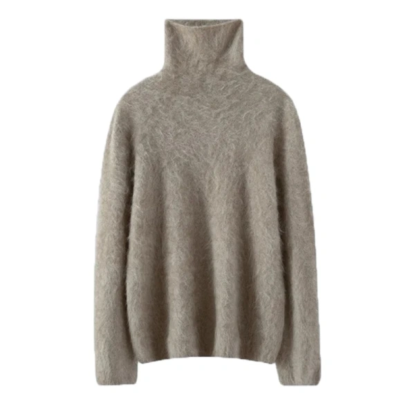 Turtleneck Nap Pullover Women Knitted 100% Goat Cashmere Sweaters - Image 4