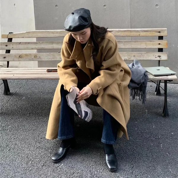 2025 High-end Woolen Goods Winter  100% Wool Coat Fashion Classic New Design Solid Color Jacket - Image 6