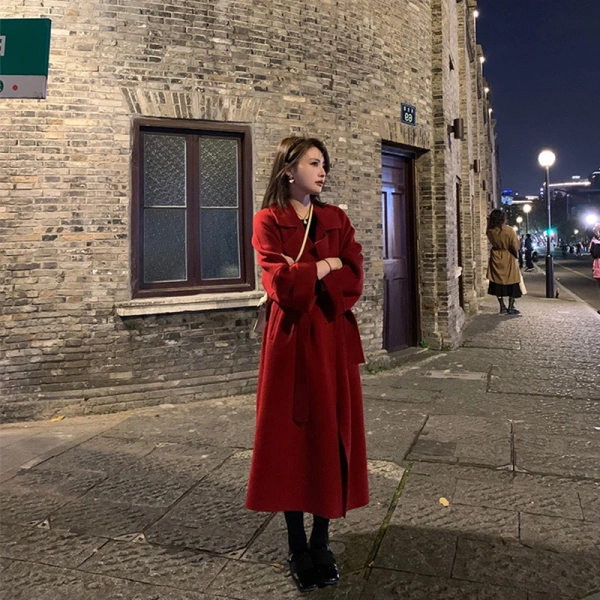 Haute Couture Double-faced Woolen Goods Winter  100% Wool Coat Handmade Solid Color New Design - Image 5