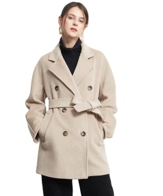 90% Wool +10% Cashmere Double Breasted High-end Selected Cashmere Coat Winter Thickening Warm in Stock