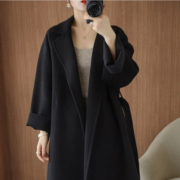 Handmade Winter Quality Goods Women s Wear Women's Wool Blends Coat Made in Cashmere Coat Spot Stock - Image 6