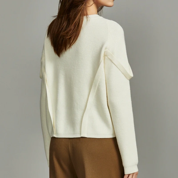 Women's Luxury Knitwear Pullover O-Neck Knitted Wool Sweaters with Buttons Casual Style Front for Winter - Image 2