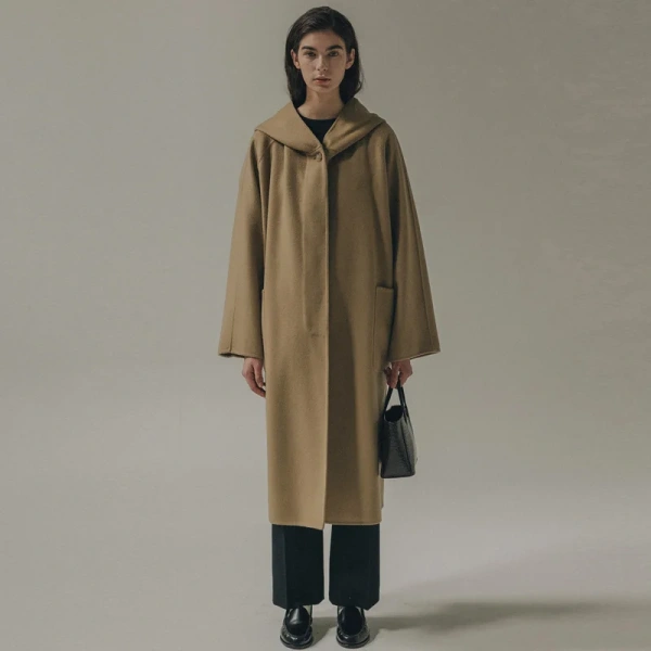Women's Double Wool Coat 2025 Fall and Winter Long Hooded Coat