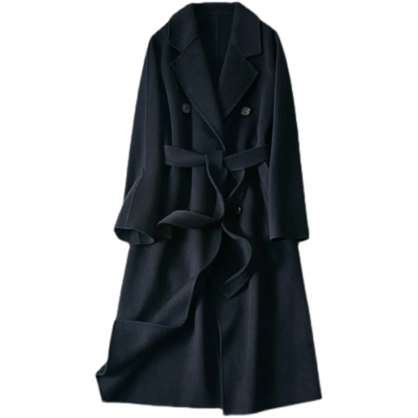 High-end 100% Pure Cashmere Lapel Brief Paragraph Handmade Autumn and Winter Casual Raglan Sleeve Loose Coat - Image 5
