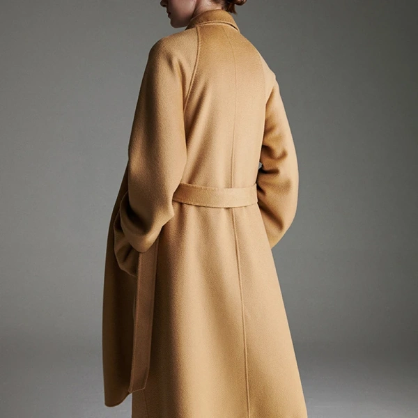 Women's Wool Blends Winter High Quality Double-faced Woolen Goods With Pocket Popular Design Long Wool Ladies Coat - Image 5