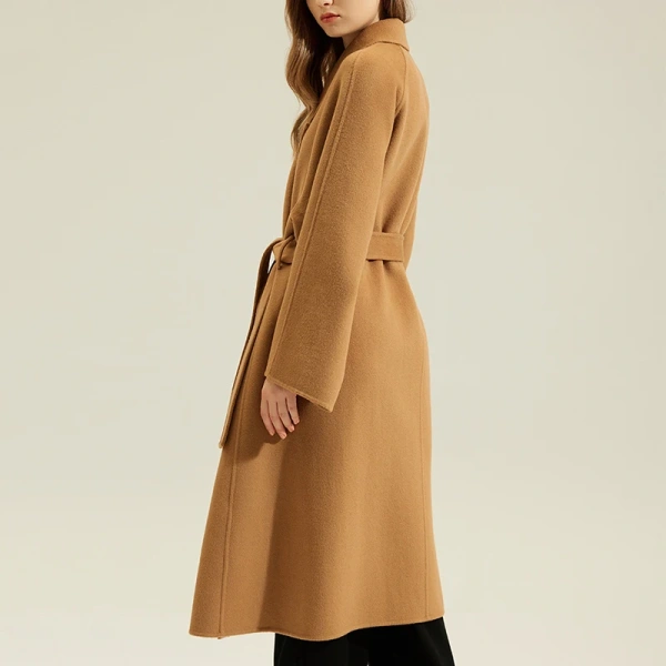 Autumn Winter Double Faced Classics Woolen Coats Luxury Long 100% Real Wool Coat Women With Belt - Image 3