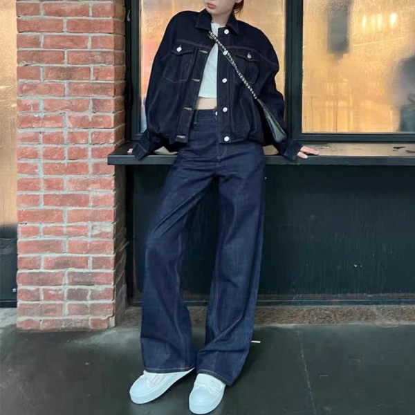 Cotton Denim Wide Leg Pants Vintage High Waist Jeans for Women - Image 4