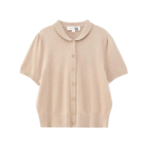 Summer Single Breasted Short Sleeve Knitted Cardigans Cotton Silk Knitwear for Women