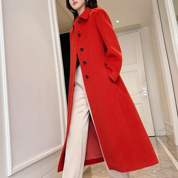High Quality Peru Alpaca Hair Single Breasted Long Simplicity Elegant Women s Wear in 2025, the New Commuting Cashmere Coat - Image 2