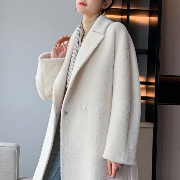 High Quality Peru Alpaca Hair Winter Thickening Keep Warm Plush Europe and America Popular Long Cashmere Coat - Image 3