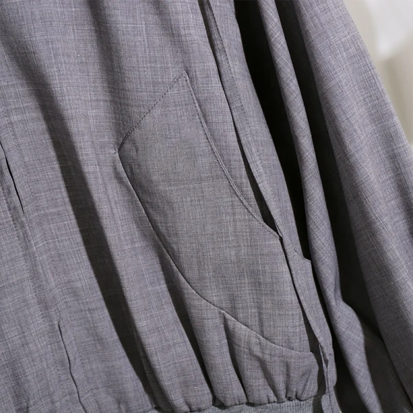 High Collar Drawstring Wool Blend Coat Cropped Windbreaker Jacket Women - Image 4