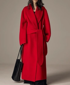 Winter Shawl Collar Camel Hair Coat Luxury Double Faced Long Wool Trench Coats for Women
